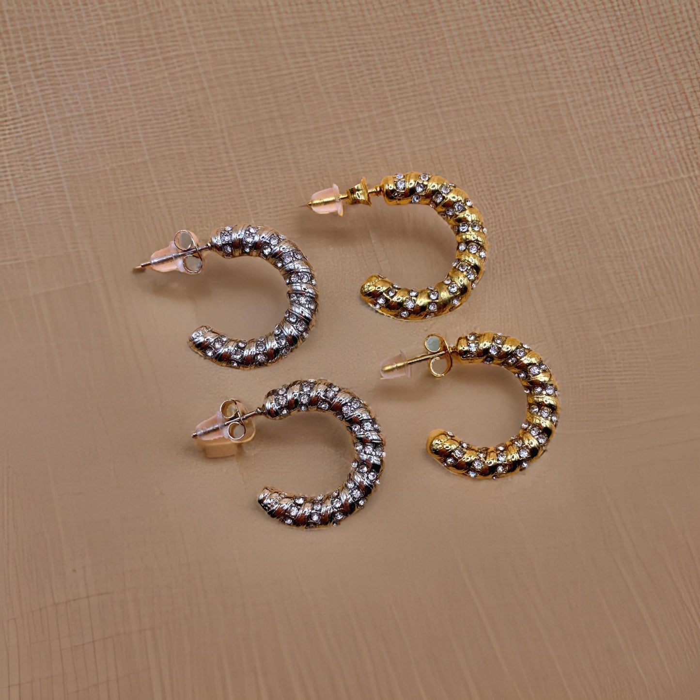 Orecchini Miss Cerchietto Croissant Strass