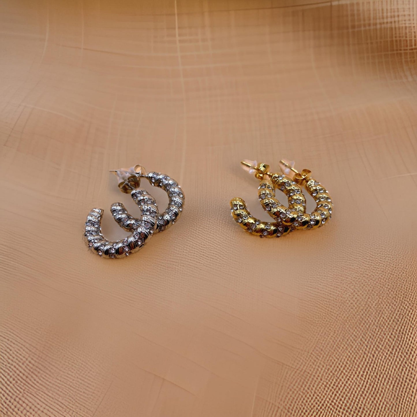 Orecchini Miss Cerchietto Croissant Strass