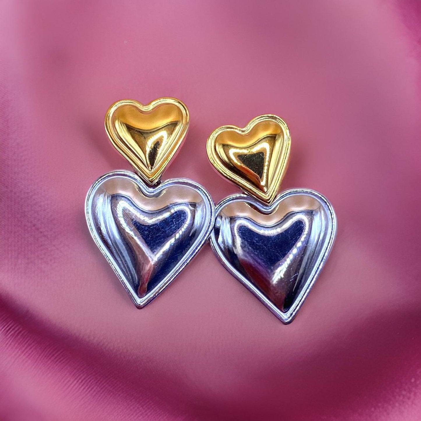 Orecchini Miss Double Heart Bicolor