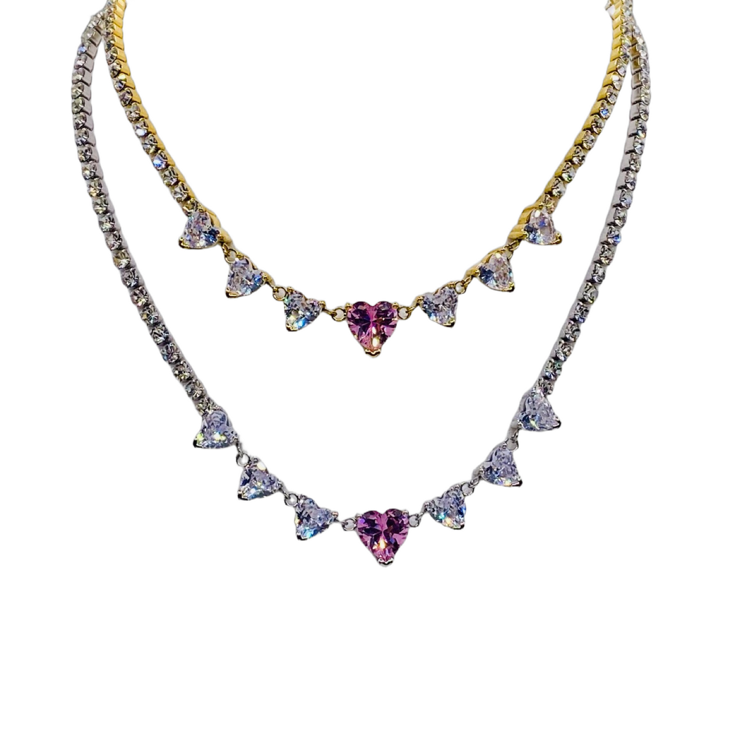 Collana Miss Tennis Pink Heart