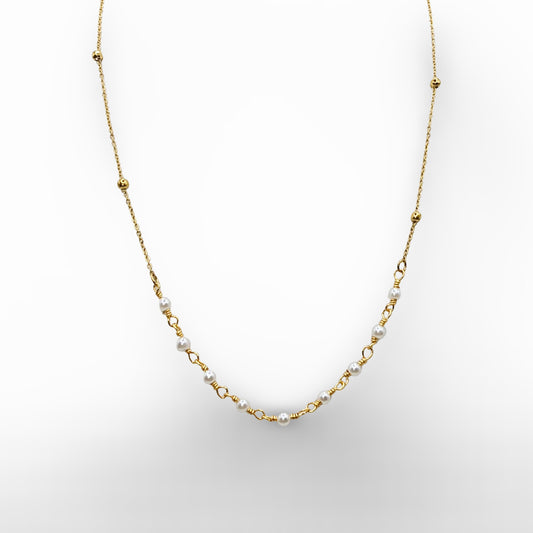 Collana Miss Mini Perlina Dorata