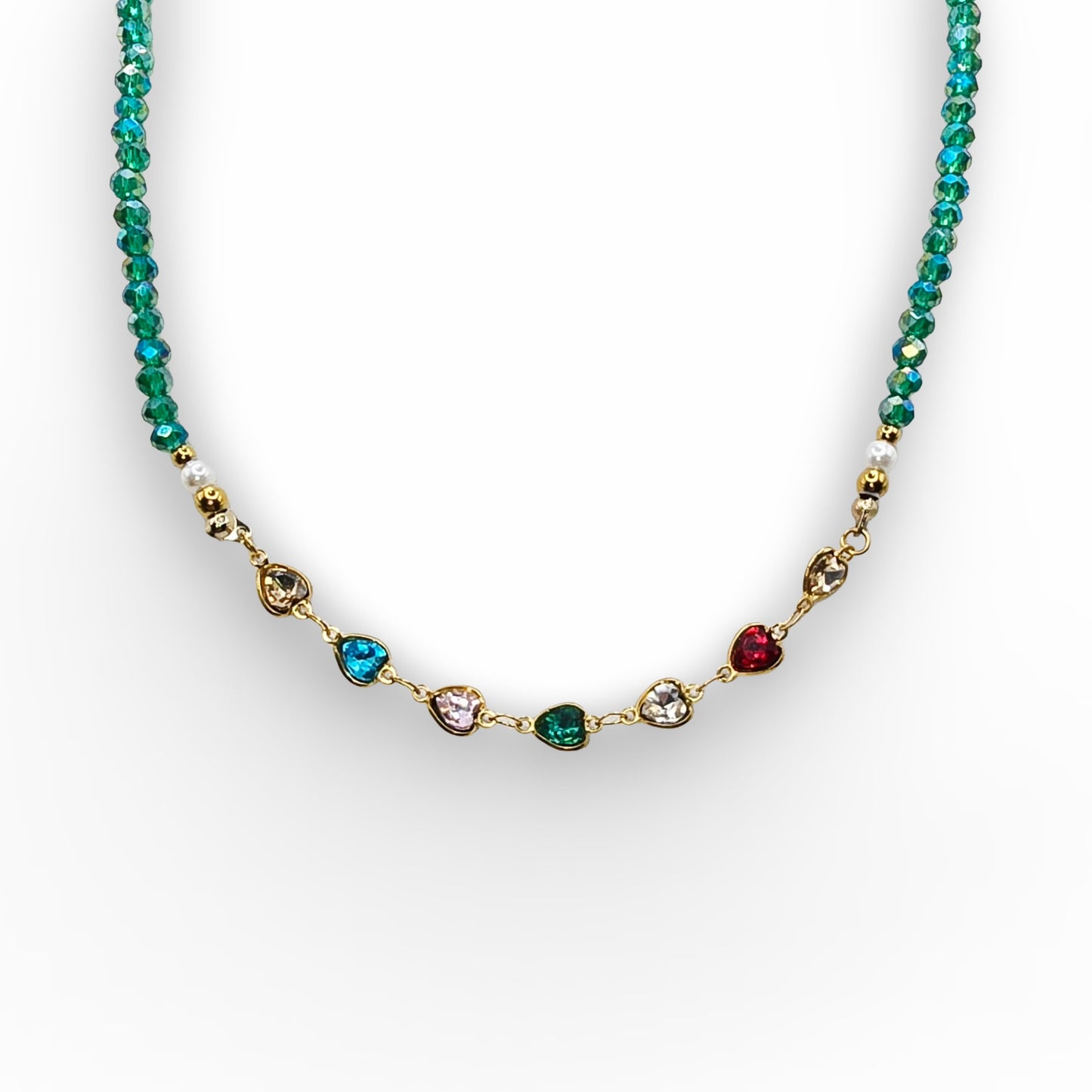 Collana Miss Cuori colorati gold double face