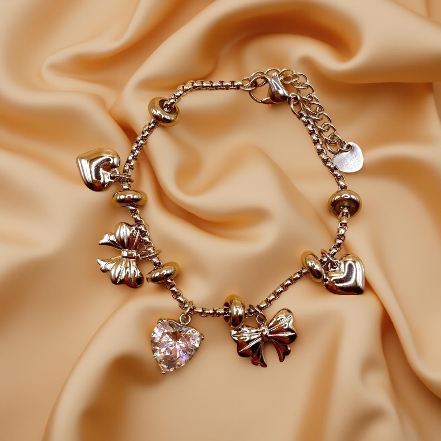 Bracciale Miss Cuore e Fiocco Charms