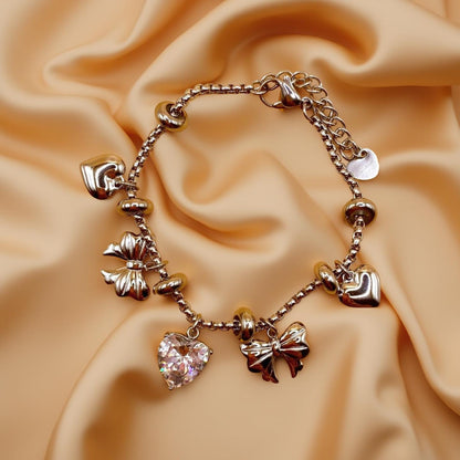 Bracciale Miss Cuore e Fiocco Charms