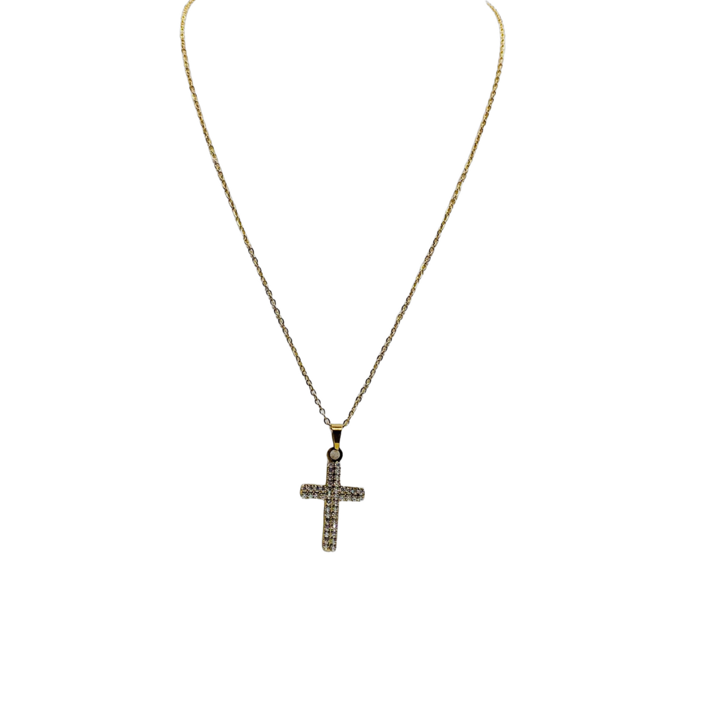 Collana Unisex Croce Strass