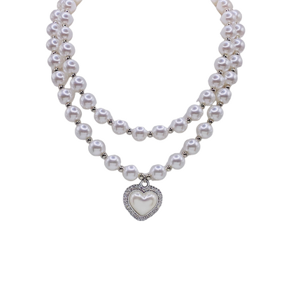 Collana doppia Miss Cuore in Perla