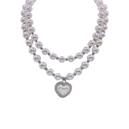 Collana doppia Miss Cuore in Perla