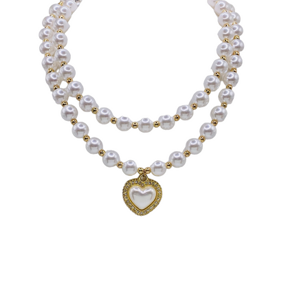 Collana doppia Miss Cuore in Perla