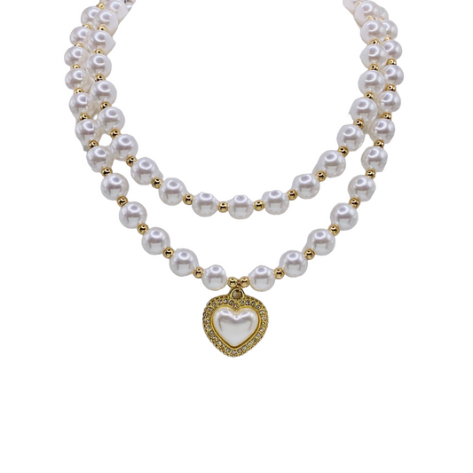 Collana doppia Miss Cuore in Perla