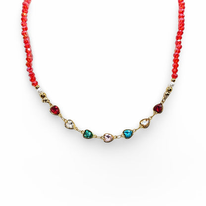 Collana Miss Cuori colorati gold double face